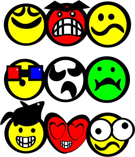 Drei Gruppen von gemeinsamen emoticons