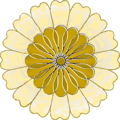 Vector de desen de rotund de flori galben si aur