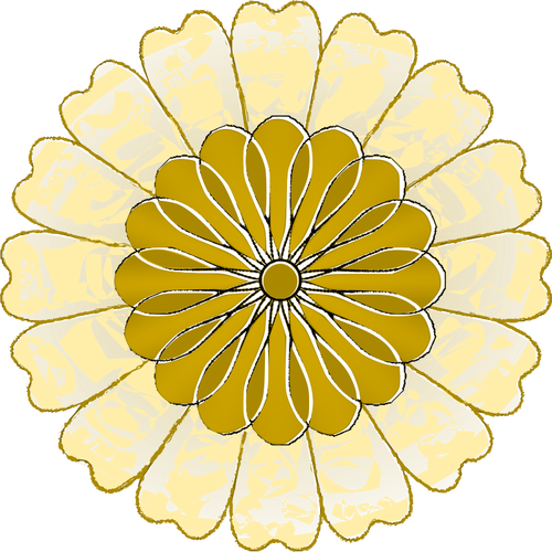 Vector drawing of round yellow and gold flower