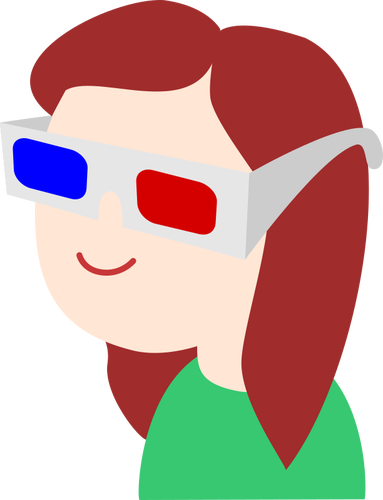 लड़की के साथ 3 डी चश्मा
