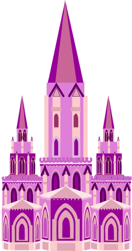 粉红色的中世纪城堡