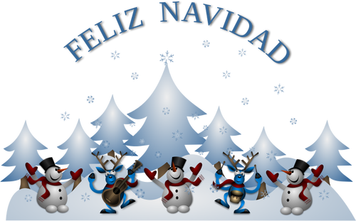 스페인어에서 메리 크리스마스 카드의 벡터 이미지