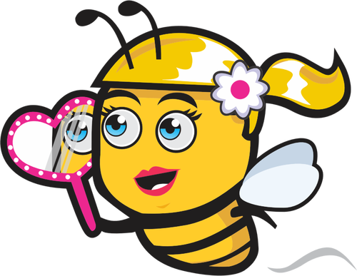 النحلة الإناث مع مرآة