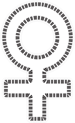 رمز أنثى ومفاتيح البيانو
