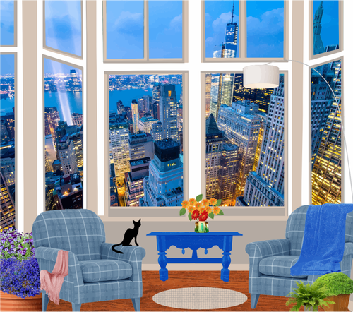 Fictional apartment in a skyscraper