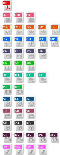 Datei-Erweiterung rechteckig Farbe Vektor-icons