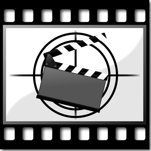 Filmklapper op filmstrip vector afbeelding