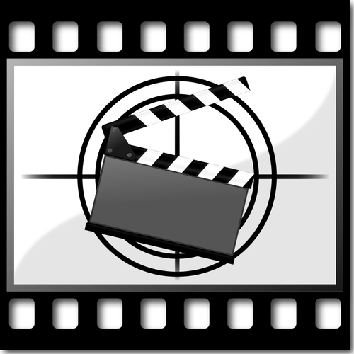 Clapperboard on filmstrip vector image