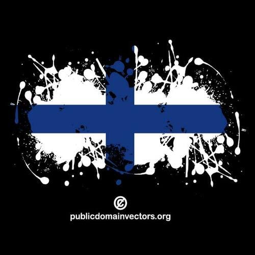 Finlands flagg på svart bakgrunn