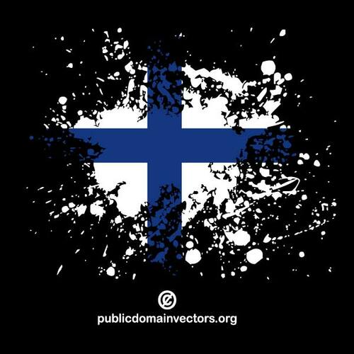 芬兰在墨水飞溅的旗帜