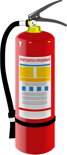 Ilustração em vetor de extintor de incêndio com rótulo em Russo