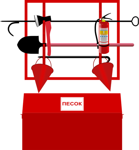 Fire-fighting equipment stand vector drawing
