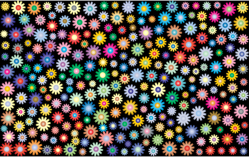 Colorful flowers on black background