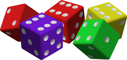 Multi-colored dices