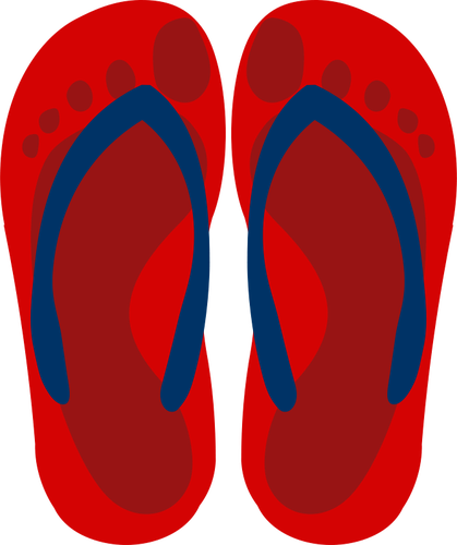 Flip flops with feet imprint vector clip art