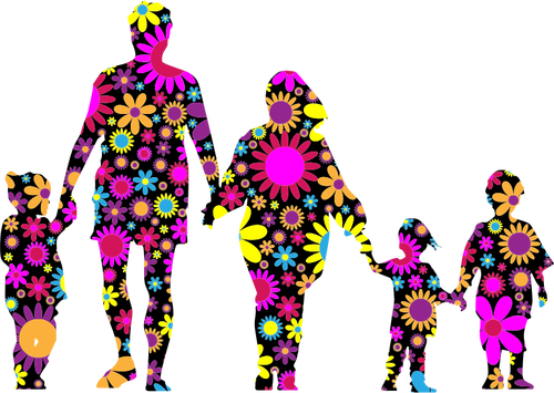 Floral family silhouette