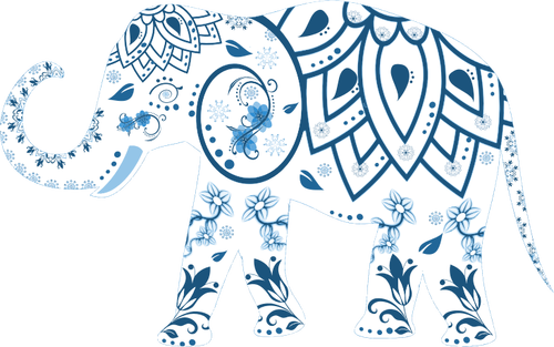 Flowery decorated elephant