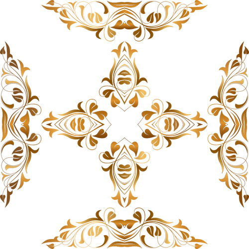 꽃 무늬 황금 십자가