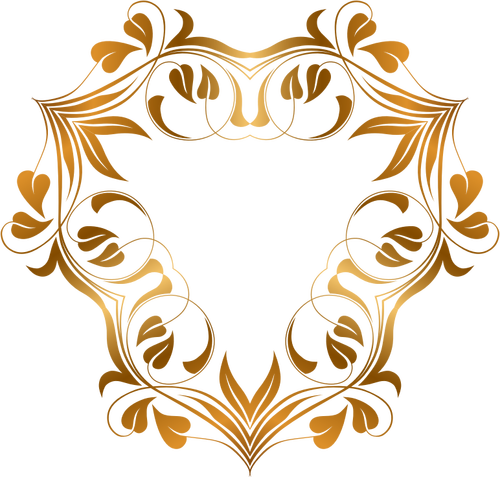 Trojúhelníkový květinový rámeček v odstínech zlaté ilustrace
