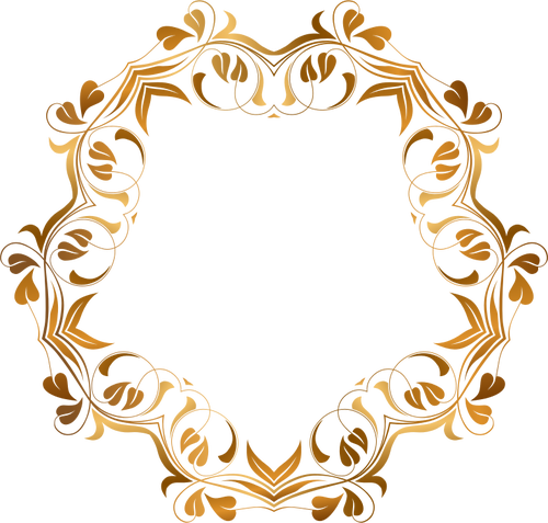 Cadru floral rotund în stil auriu