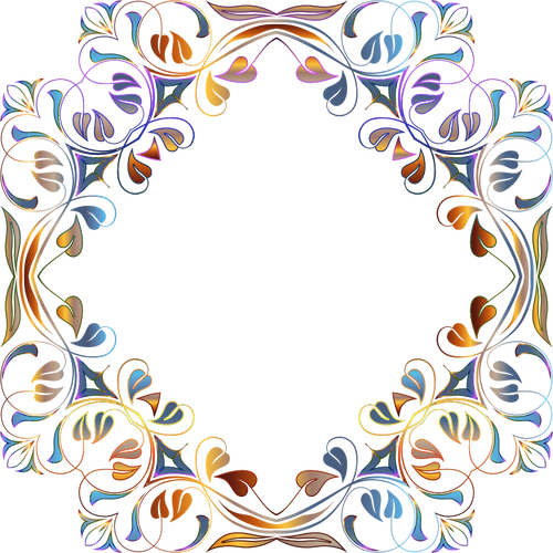 Květinové listové rám v barvách