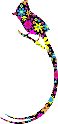 Çiçek kuş siluet