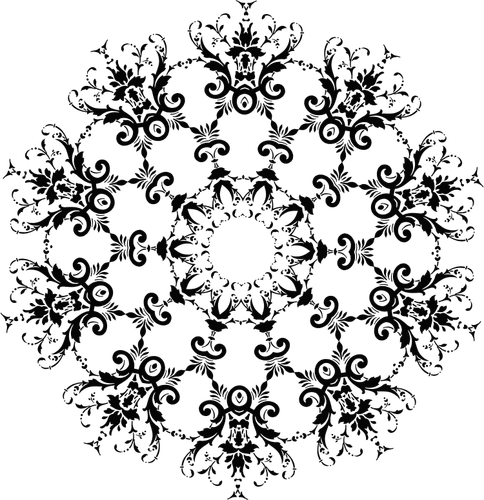 Round floral vector silhouette