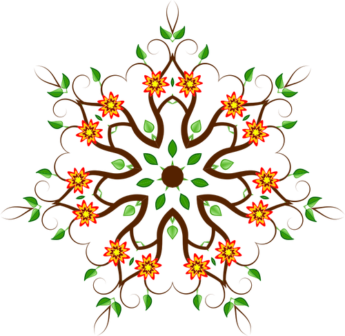큰 꽃 모양의 꽃 나무 디자인
