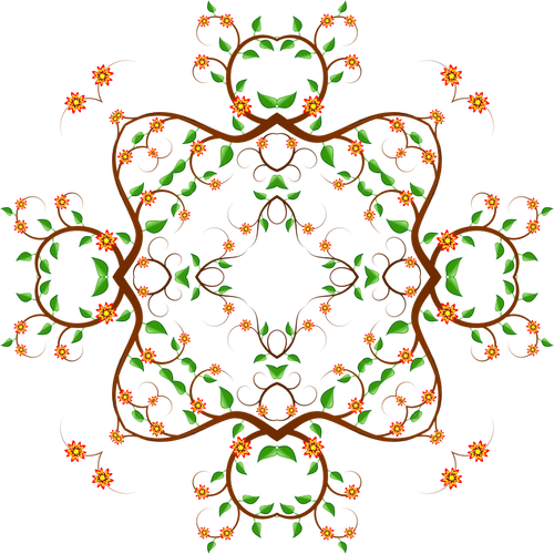 사각형 모양의 꽃 나무 디자인의 벡터 클립 아트