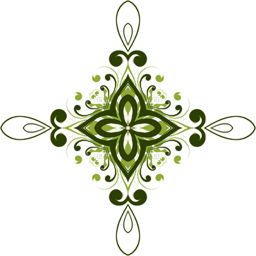 程式化的绿色花矢量绘图