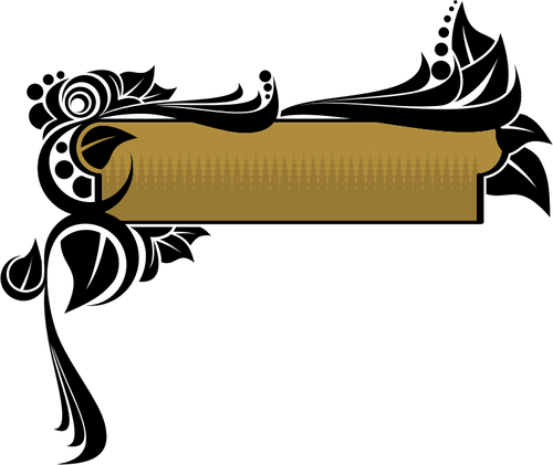 Vector de la imagen de la bandera rectangular marrón con decoración floral negro
