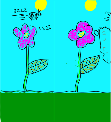 Croquis d’abeille et fleurs