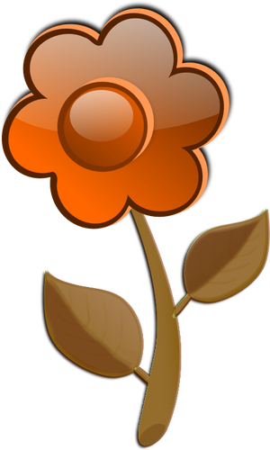 स्टेम वेक्टर छवि पर चमक ऑरेंज फूल