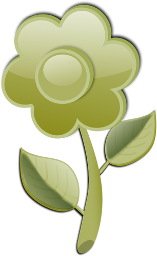 Gloss green flower on stem vector clip art