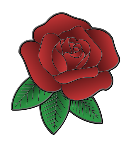 Red rose with leaves