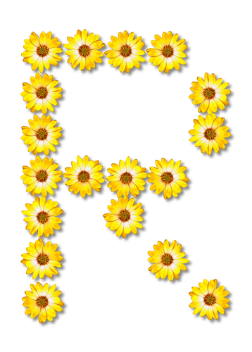 حرف R من الزهور