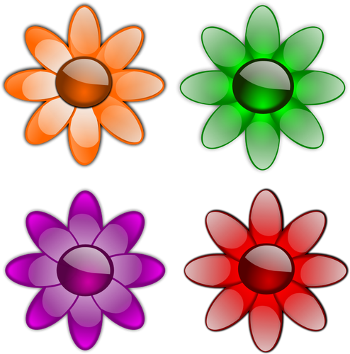 Cuatro flores geométricas gráficos vectoriales