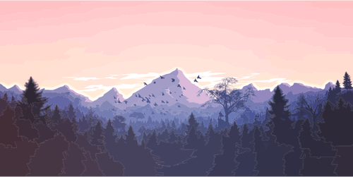 Forrest dan mountainsillustration