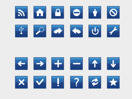 Vector illustration of selection of blue computer icons,