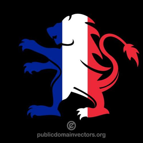 Franske flagget løve silhouette