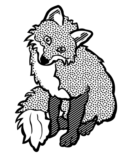 fox clipart black and white