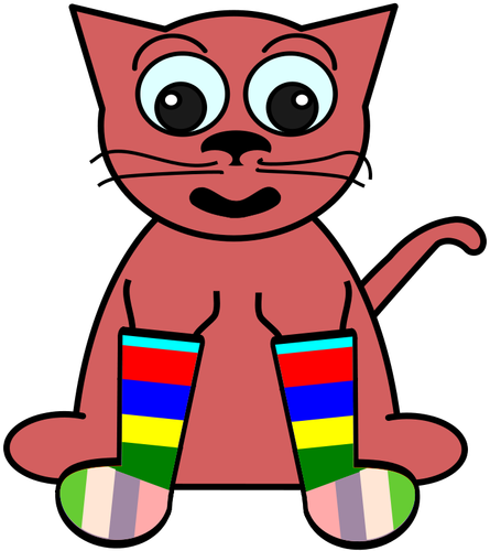 Cartoon kat in regenboog sokken vectorillustratie