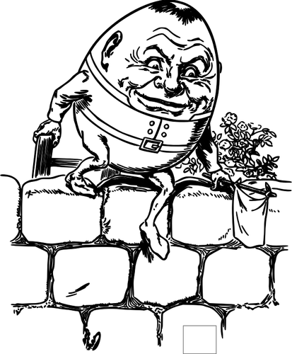 Векторный рисунок Шалтай-Болтай прыгает забор