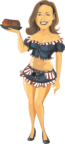 Color vector image of waitress