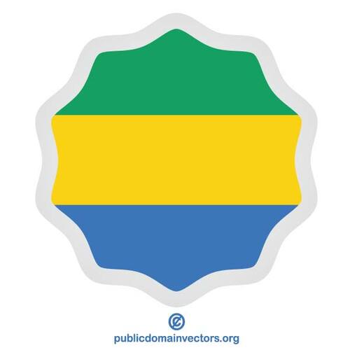 Etiqueta engomada redonda con la bandera de Gabón