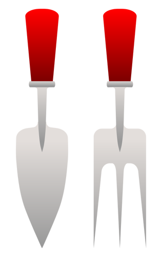 Trädgårdsskötsel gaffel och murslev
