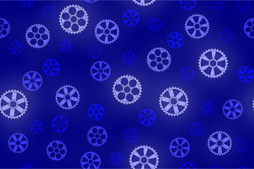 Ozubená kola vzorem v modré barvě