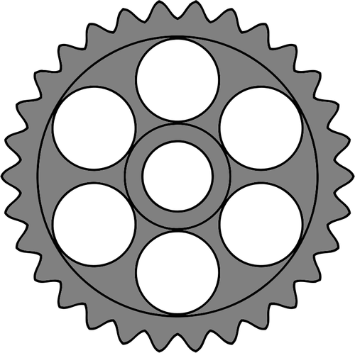 Thirty-tooth gear with circular holes