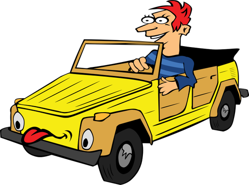 Junge fahren Auto Cartoon