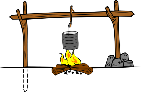 Wooden camp cooking crane vector graphics